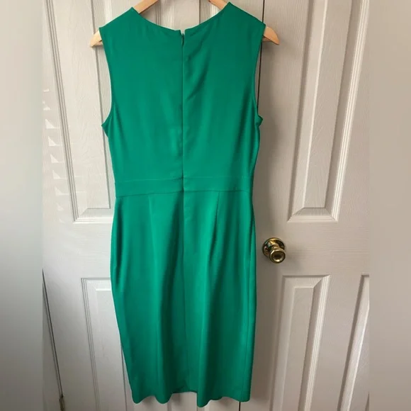 REISS Layla Green Crepe Bodycon Sleeveless Round Neck Midi Dress SZ 8P - Picture 4 of 11